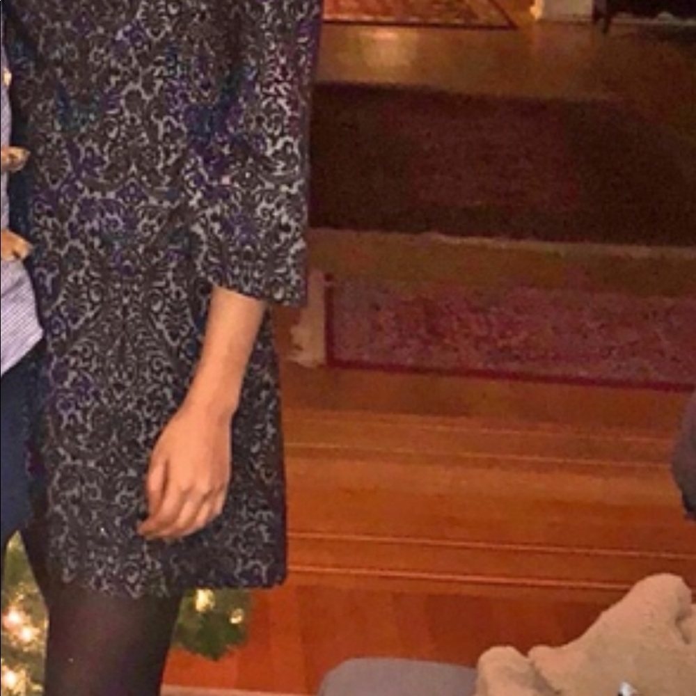 Loft midi black patterned dress